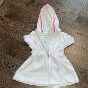 Baby White Hooded Cover-Up with Pink Details Little me 18 months